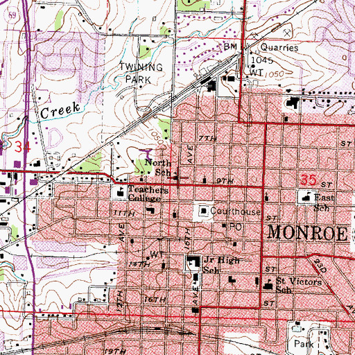 Topographic Map of North School, WI