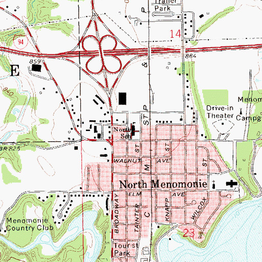Topographic Map of North School, WI
