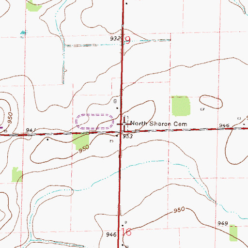 Topographic Map of North Sharon Cemetery, WI