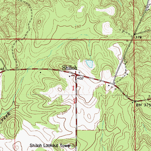 Topographic Map of Shiloh, AL