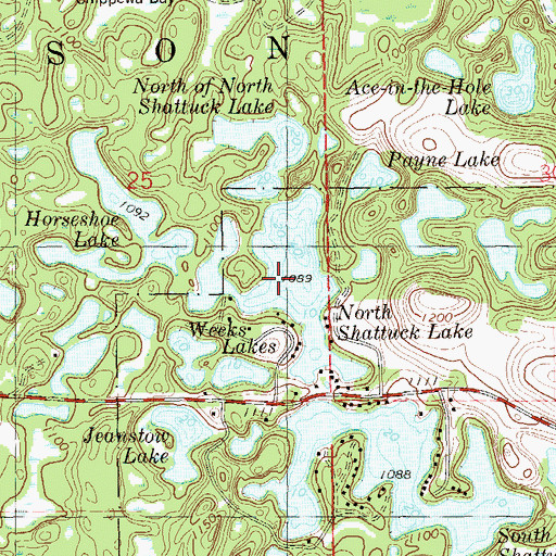 Topographic Map of North Shattuck Lake, WI