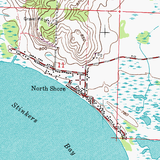 Topographic Map of North Shore, WI