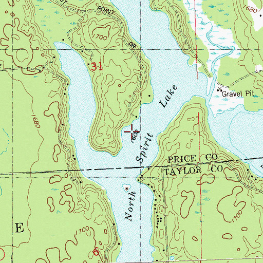 Topographic Map of North Spirit Lake, WI