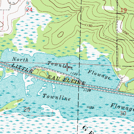 Topographic Map of North Townline Flowage, WI