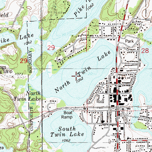 Topographic Map of North Twin Lake, WI
