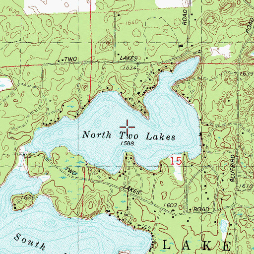 Topographic Map of North Two Lakes, WI