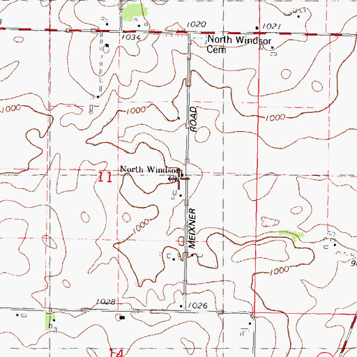 Topographic Map of North Windsor United Methodist Church, WI