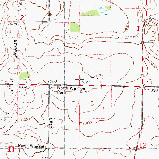 Topographic Map of North Windsor School, WI