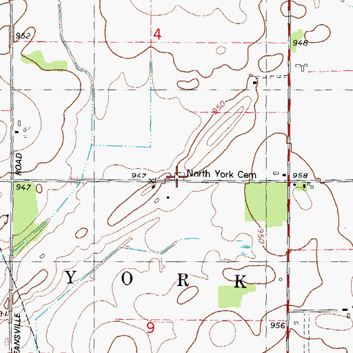 Topographic Map of North York Cemetery, WI