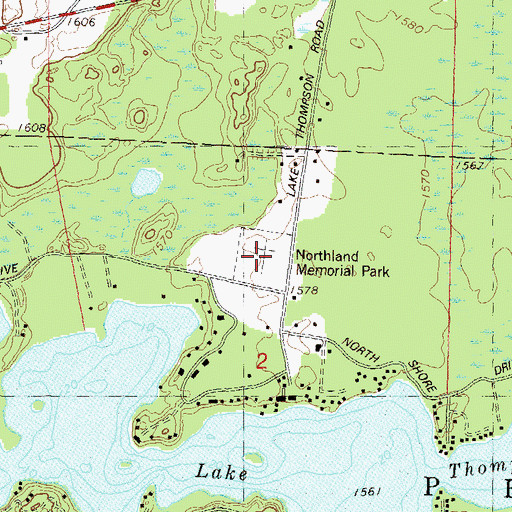 Topographic Map of Northland Memorial Park, WI