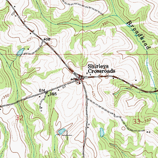 Topographic Map of Shirleys Crossroads, AL