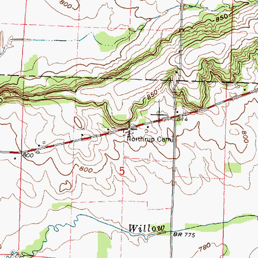 Topographic Map of Northrup Cemetery, WI