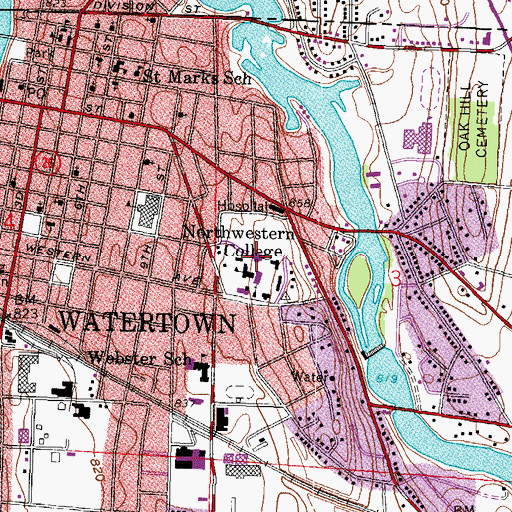 Topographic Map of Luther Preparatory School, WI