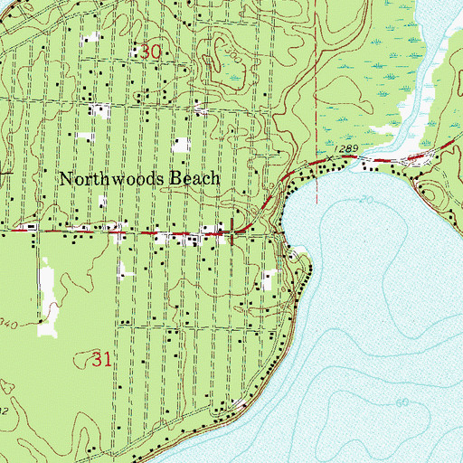 Topographic Map of Northwoods Beach, WI