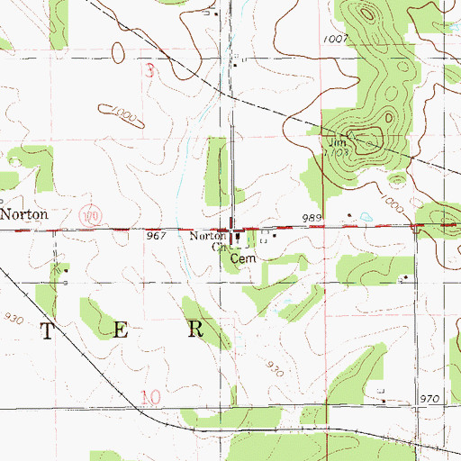 Topographic Map of Norton Church, WI