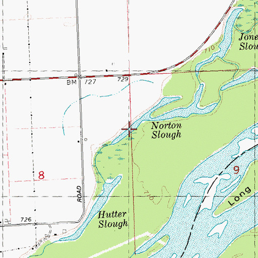 Topographic Map of Norton Slough, WI