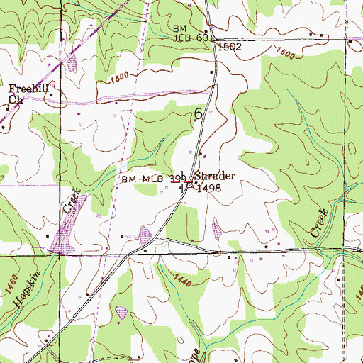 Topographic Map of Shrader, AL