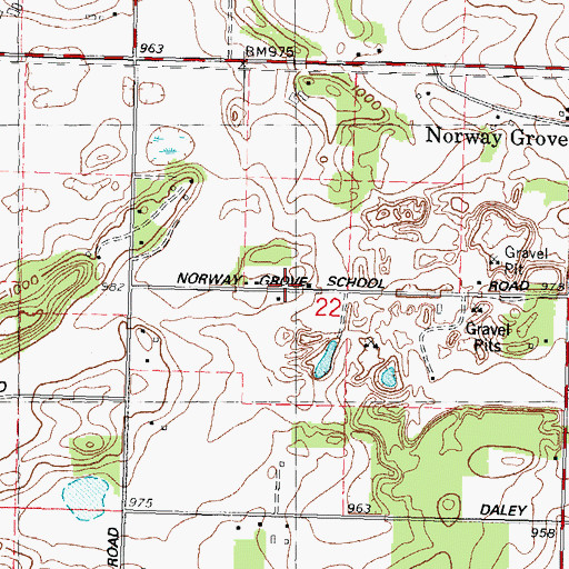 Topographic Map of Norway Grove School, WI