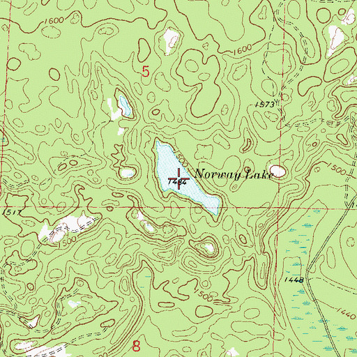Topographic Map of Norway Lake, WI