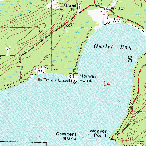 Topographic Map of Norway Point, WI