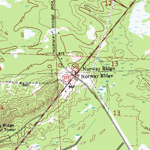 Topographic Map of Norway Ridge, WI