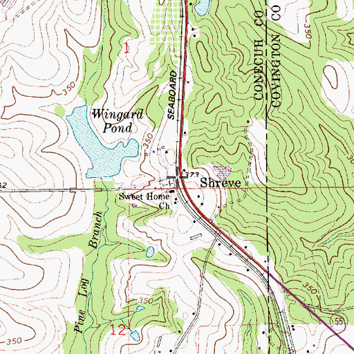 Topographic Map of Shreve, AL