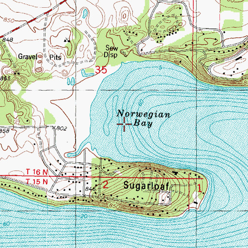 Topographic Map of Norwegian Bay, WI
