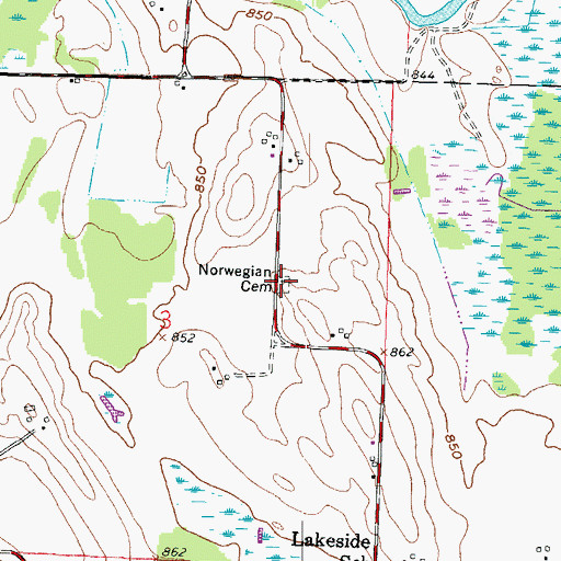 Topographic Map of Norwegian Cemetery, WI