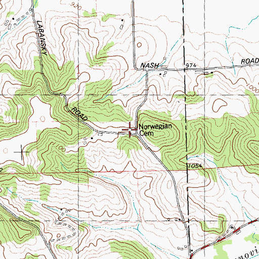 Topographic Map of Norwegian Cemetery, WI