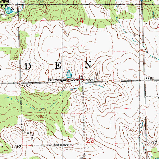 Topographic Map of Norwegian Cemetery, WI