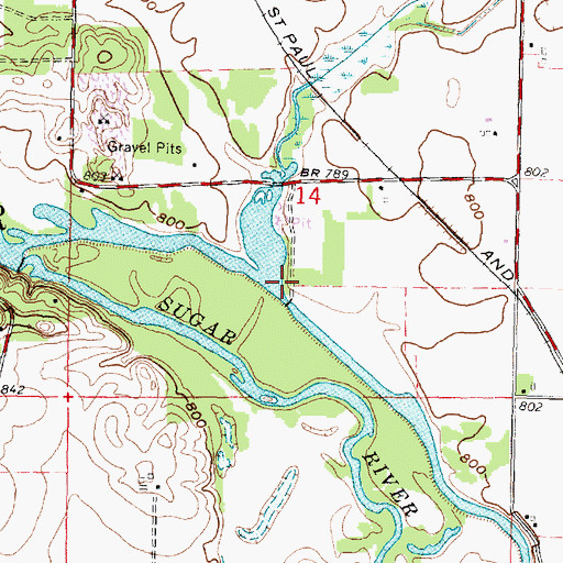 Topographic Map of Norwegian Creek, WI