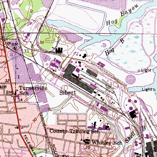 Topographic Map of Sibert, AL