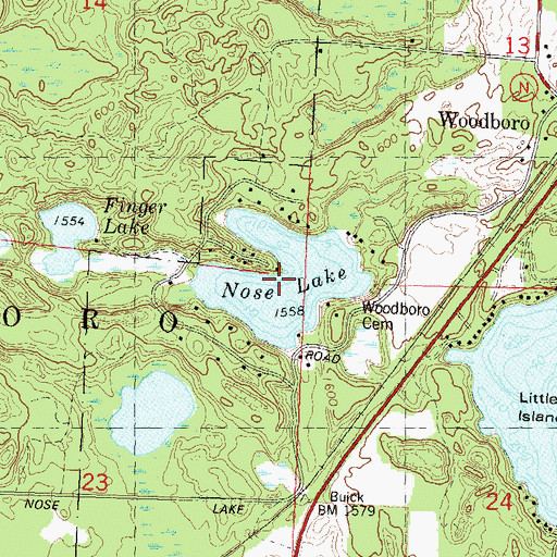 Topographic Map of Nose Lake, WI