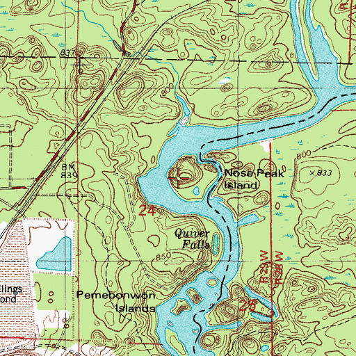 Topographic Map of Nose Peak Island, WI