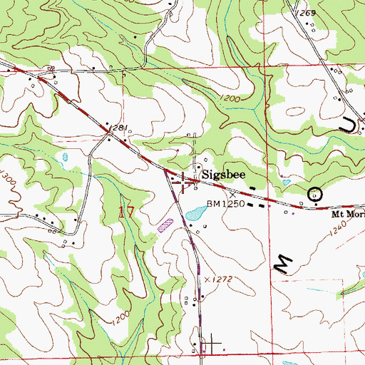 Topographic Map of Sigsbee, AL