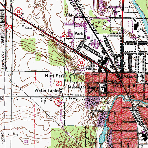 Topographic Map of Nutt Park, WI