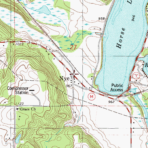 Topographic Map of Nye, WI