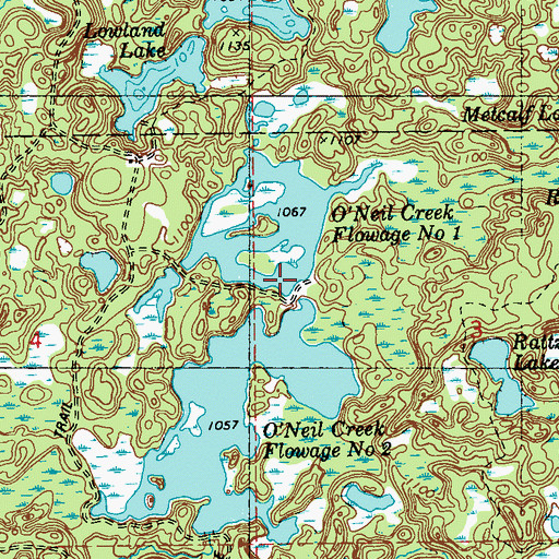 Topographic Map of O'Neil Creek Flowage Number One, WI