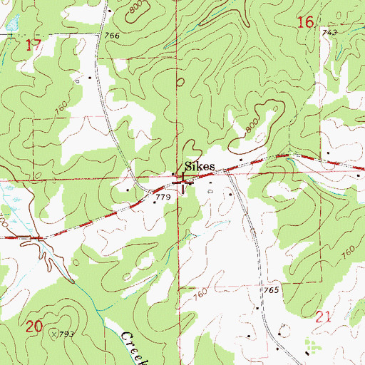 Topographic Map of Sikes, AL