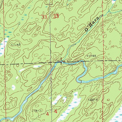 Topographic Map of O'Hara Creek, WI