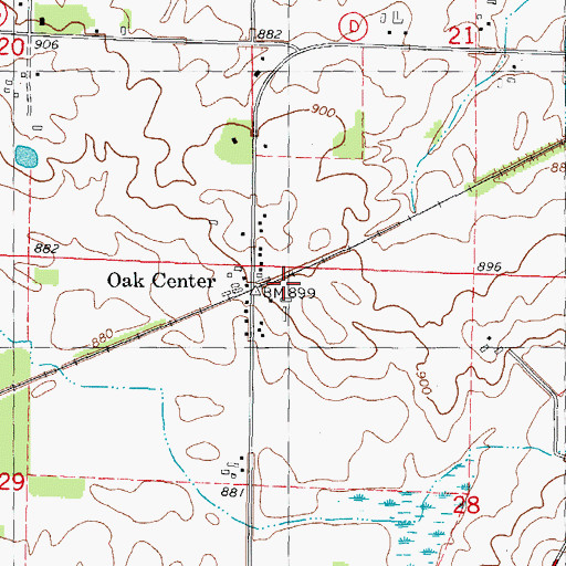Topographic Map of Oak Center, WI