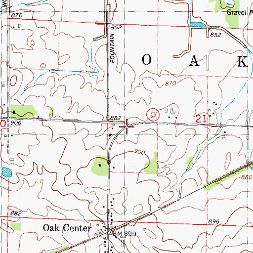 Topographic Map of Oak Center School (historical), WI