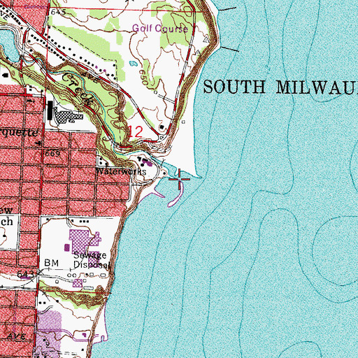 Topographic Map of Oak Creek, WI