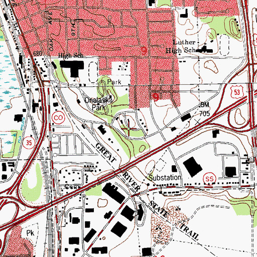 Topographic Map of Oak Forest Sanatorium, WI