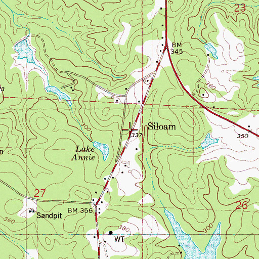Topographic Map of Siloam, AL