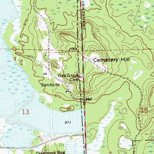 Topographic Map of Oak Grove Cemetery, WI