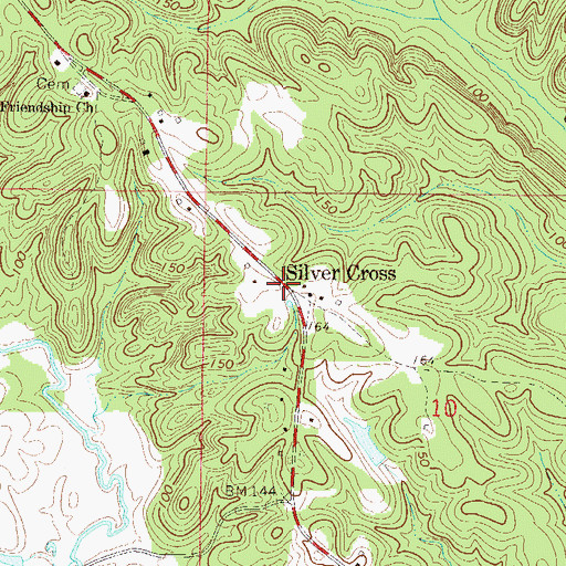 Topographic Map of Silver Cross, AL