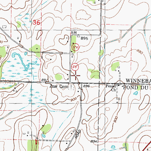 Topographic Map of Oak Grove School (historical), WI