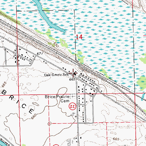 Topographic Map of Oak Grove Elementary School, WI