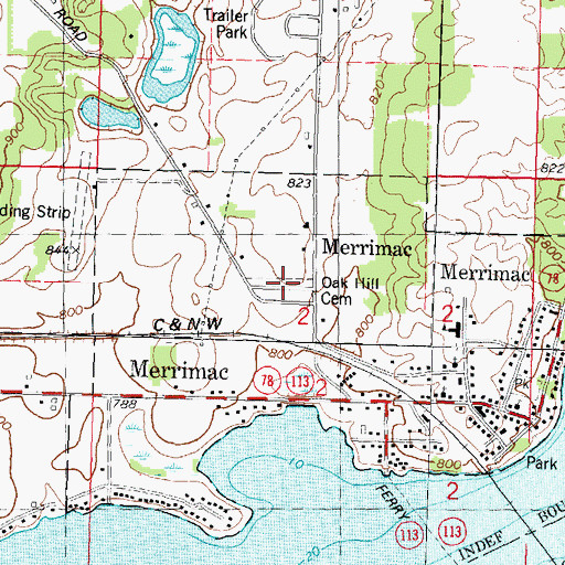 Topographic Map of Oak Hill Cemetery, WI